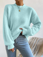 Autumn Winter Autumn Winter Comfortable Casual Loose round Neck Linking Long Sleeve Solid Color Sweater for Women Bella Mia