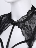 Sexy Leather Backless Lace Buckle Bobo Jumpsuit Sexy Suit Bella Mia