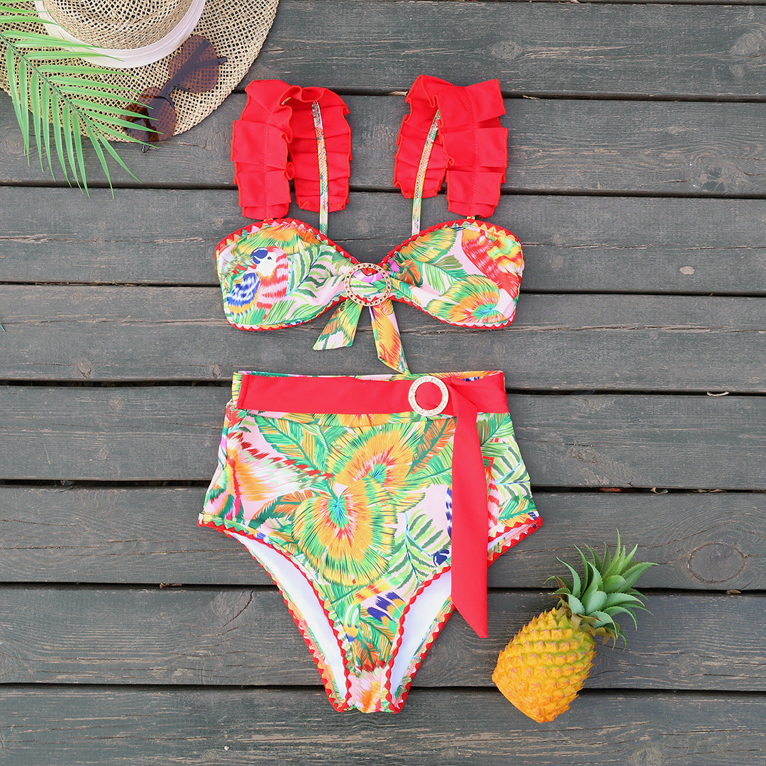 Printed High Waist Bikini Split Swimsuit Women Sexy Bikini Bella Mia