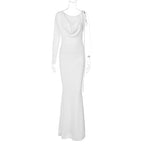 Women Clothing Autumn Winter Sexy Solid Color One Shoulder Slim Dress Bella Mia