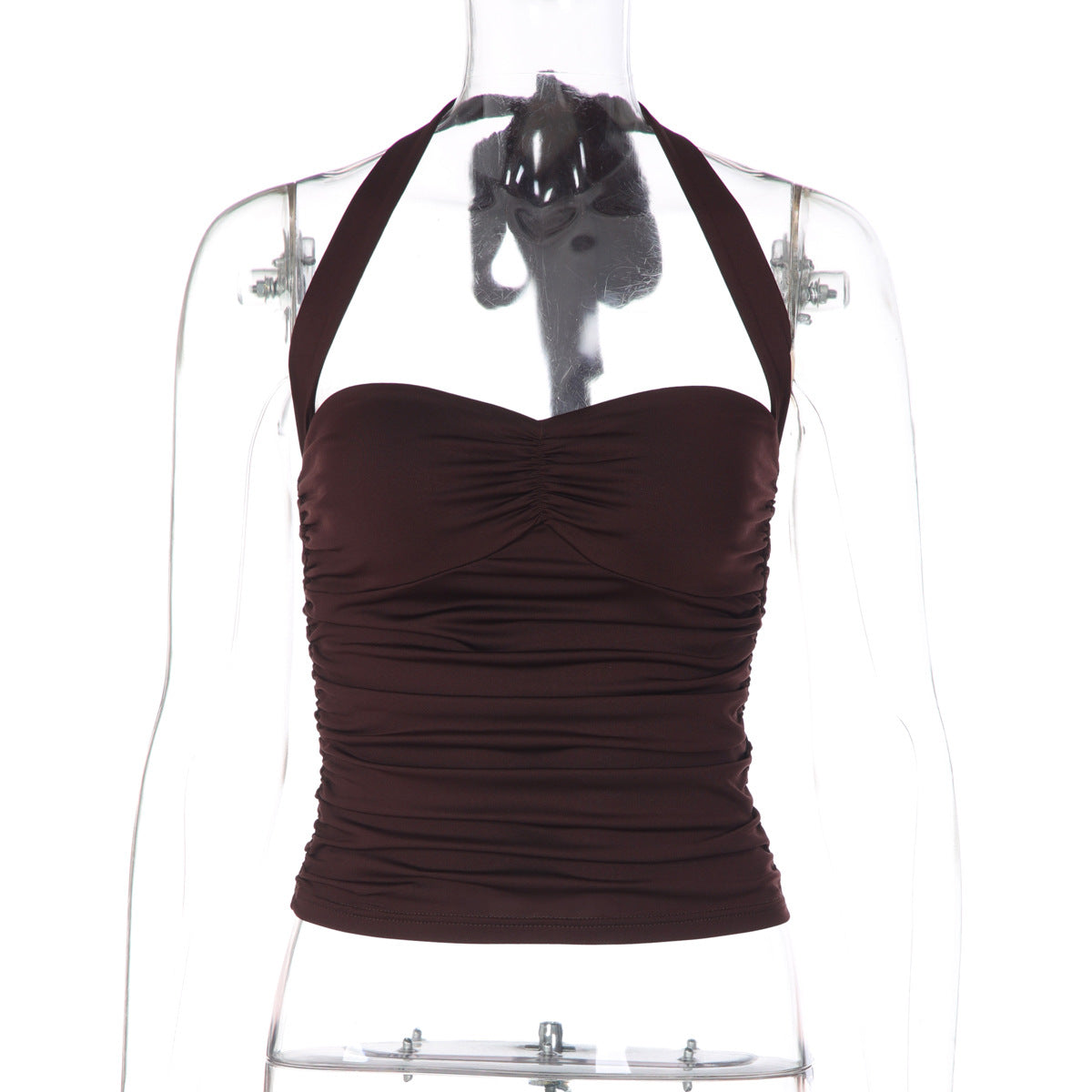 Women Sexy Tube Top off Neck Halter Tied Slim Fit Pleated Vest Bella Mia