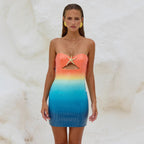 Spring Summer Sequined Printed Chest Wrapped Dress Slim Fit Holiday Women Dress Bella Mia