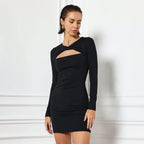 Women Clothing French Elegant Dress Autumn Winter High Waist A Line Slim Fit Slimming Dress Bella Mia