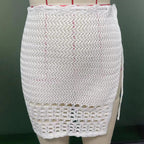 Summer Skirt Solid Color Sexy Knitted Hollow Out Cutout Beach Bikini Swimsuit Outwear Skirt Crochet hook Bella Mia