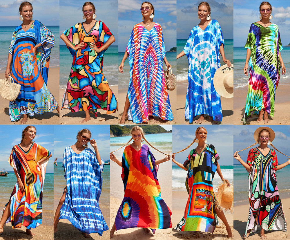 New Positioning Printing Beach Cover-up Sexy Cardigan Dress Beach Cover Up Bella Mia