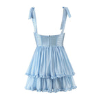 Spring Women Clothing Sexy Three Layer Colorful Silk Chiffon Sling Dress Large Swing Dress Bella Mia