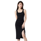 Knitted Sexy Sexy Slim Design Side Slit Drawstring Dress Bella Mia