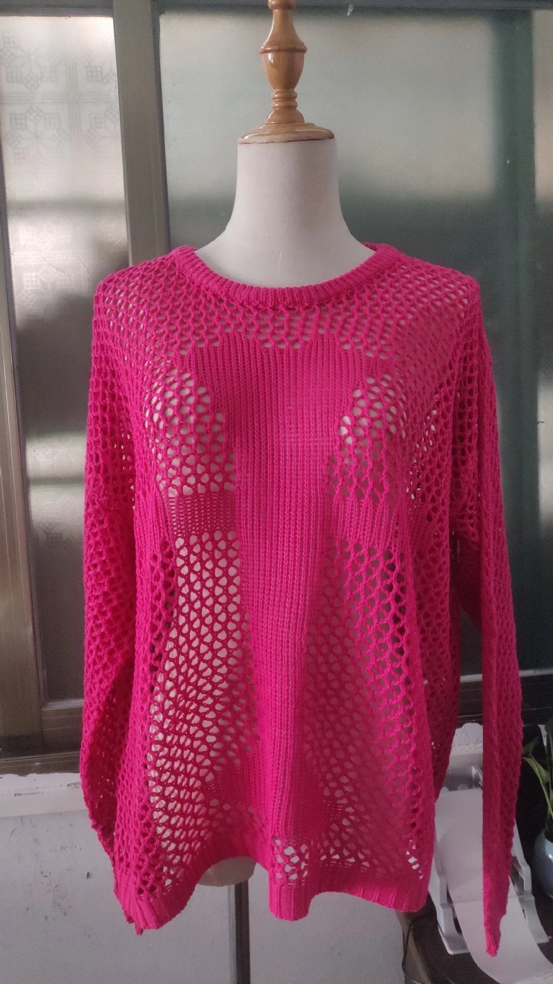 Round Neck Hollow Out Cutout Long Sleeved Criss Cross Blouse Summer See through Sexy Top Beach Sweaters Bella Mia