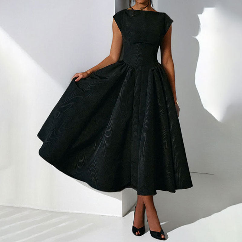 Spring French Sexy Elegant Waist Slimming Sleeveless Back Hollow Out Cutout Dress Bella Mia