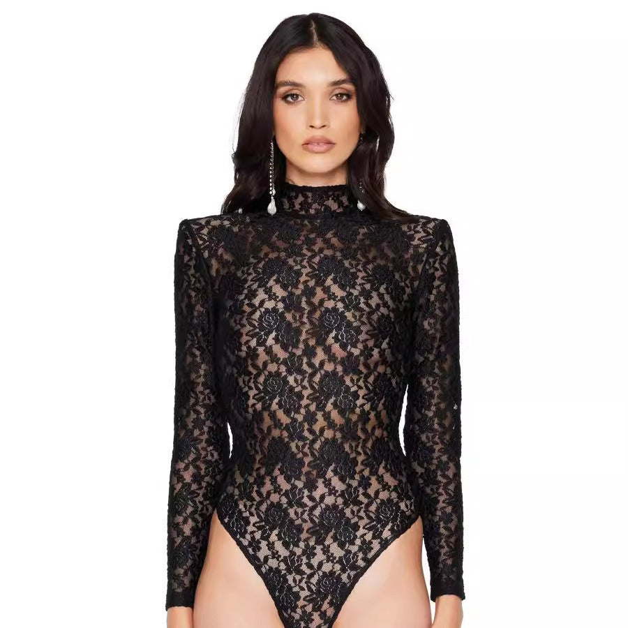 Sexy Lace Jumpsuit White Design Blouse Long Sleeve High Grade Women Clothing Bella Mia