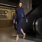 Women Clothing Arrival Slim Pearl Stand Collar Long Sleeve Dress Women Party Dress Bella Mia