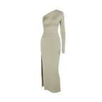 Autumn Elegant Sexy Slim Shoulder Pleated Single Layer Sleeves Dress Women Bella Mia