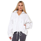 Women Casual Hooded Zipper Polyester Knitted Women Casual Solid Color Original Coat Bella Mia