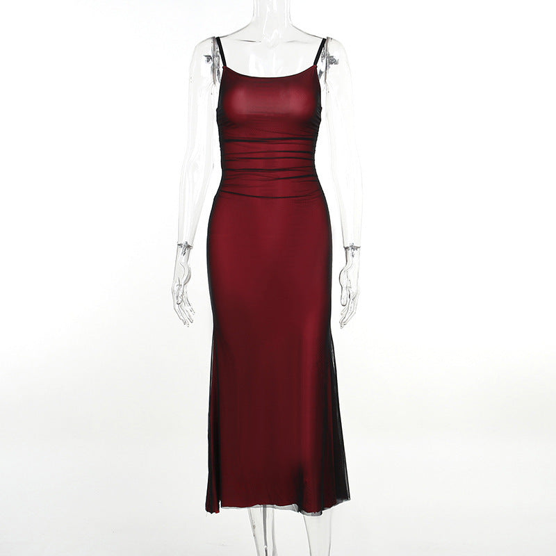 Women Contrast Color Suspenders Dress Summer Sexy Slim Fit Pure Dress for Women Bella Mia