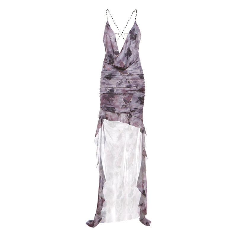 Spring Summer Sexy Girls Swing Collar Backless Slip Dress French Stringy Selvedge Dress Women Bella Mia