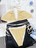 Small Sunken Stripe Sexy Bikini Lace Adjustable Horizontal Triangle Bag Swimsuit Bella Mia