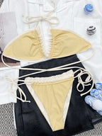 Small Sunken Stripe Sexy Bikini Lace Adjustable Horizontal Triangle Bag Swimsuit Bella Mia
