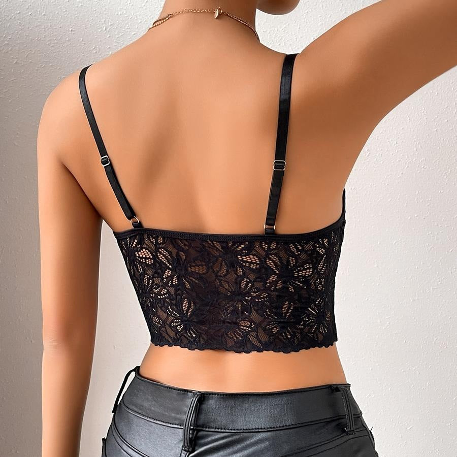 Bra Sexy Micro Elastic See Through Lace Low Cut Sling Vest Bella Mia