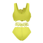 Solid Color Split Swimsuit Women Sexy High Waist Banded Bikini Three Piece Set Bikini Bella Mia
