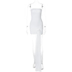 Women Clothing Autumn Solid Color Elegant Wrapped Chest Waist Stitching Mesh Ribbon Pleated Short Dress Women Bella Mia