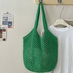 Casual Large Capacity Cotton Thread Woven Bag Hollow Out Cutout Straw Bag Idle Shoulder Bag Vacation Beach Bag Women Bag Bella Mia