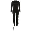 Fall Sexy Solid Color Waist Tight Hollow Out Cutout out Strap Tight Jumpsuit Bella Mia