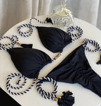 Backless Braid Rope Bikini Triangle Swimsuit Multi-Color Swimwear Bella Mia