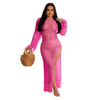 Women Clothing Sexy Solid Color Handmade Knitted Tassel Beach Dress Bella Mia
