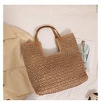 Shoulder Straw Bag Simple Large Capacity Portable Straw Bag Woven Bag Seaside Vacation Beach Bag Women Bag Bella Mia