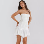 Summer Sexy Women Clothing Sexy Tube Top Lace up Backless Chiffon Stitching Sexy Dress Women Bella Mia