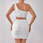 Dress Sexy Shoulder Belt Faux Two Piece Hip Dress Bella Mia