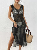 Women Holiday Beach Dress Women Clothing Hollow Out Cutout Woven Shirt Vest Dress Long Dress Sexy Slit Dress Bella Mia