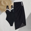 Swimwear Women One Piece Two Piece Sets Solid Color Maxi Dress Steel Support Push up One Piece Swimsuit