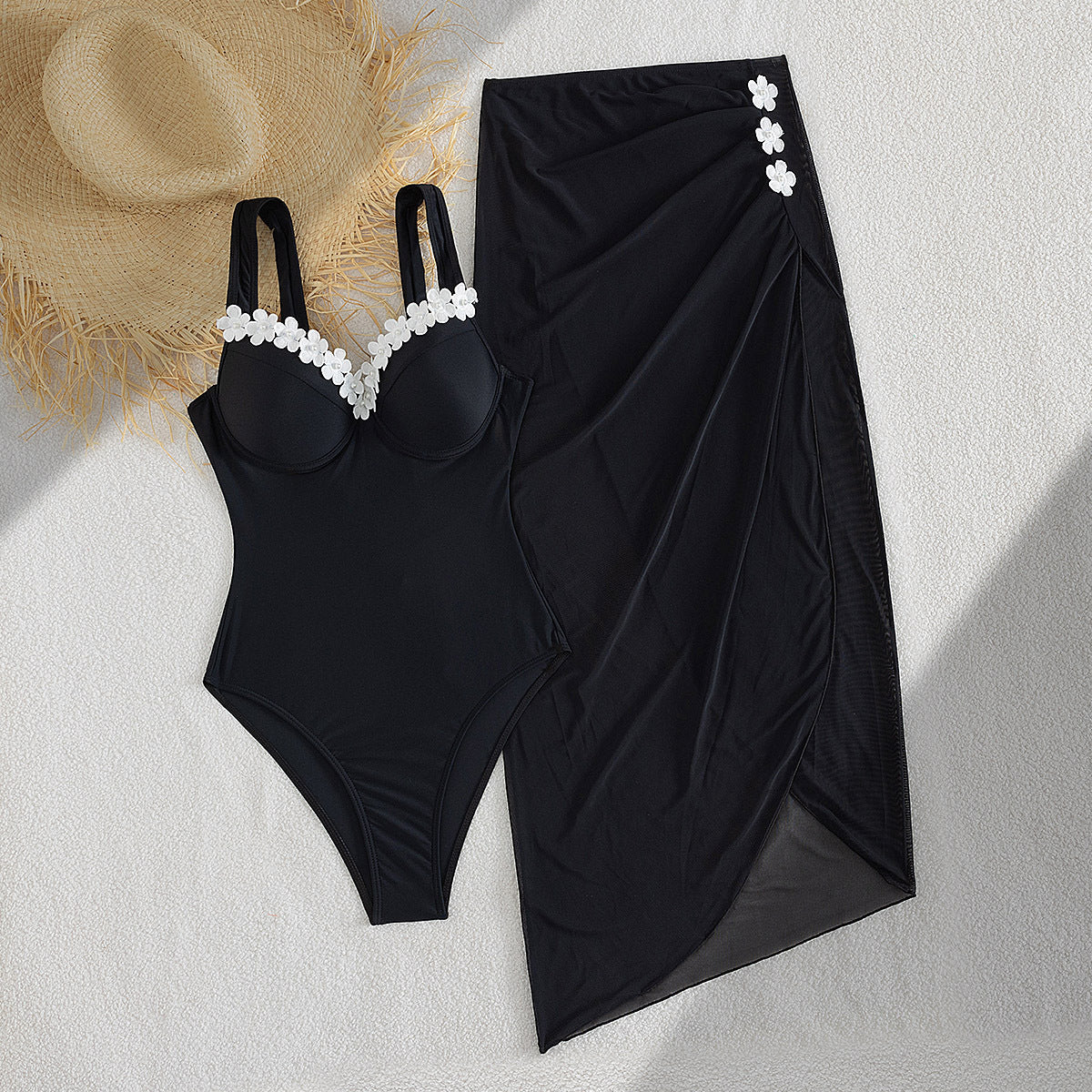 Swimwear Women One Piece Two Piece Sets Solid Color Maxi Dress Steel Support Push up One Piece Swimsuit