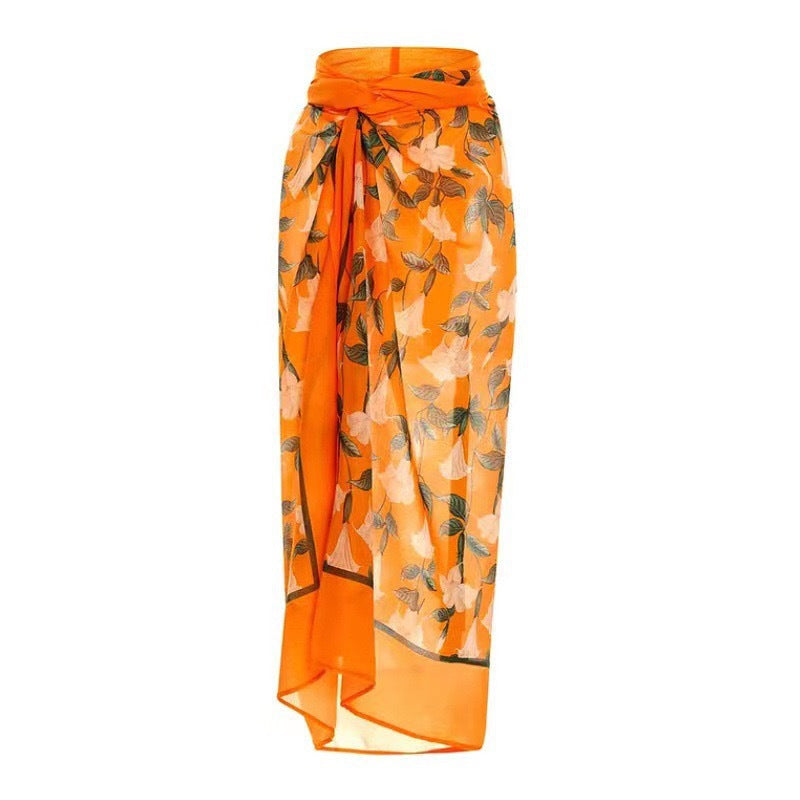 Lonkey Swimsuit Solid Color Hollow Out Cutout Mesh Bag Hip Skirt Floral Sexy Swimsuit Bella Mia