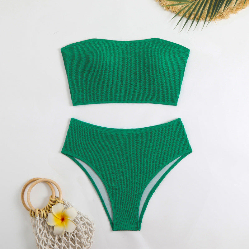 Swimsuit Women Split Solid Color Special Fabric Sexy Tube Top Bikini Swimsuit Bella Mia