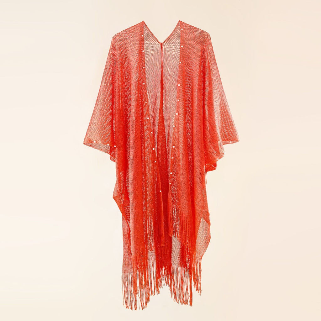 Street Spring Summer Sun Protection Solid Color Pearl Tassel Cardigan Shawl Bella Mia
