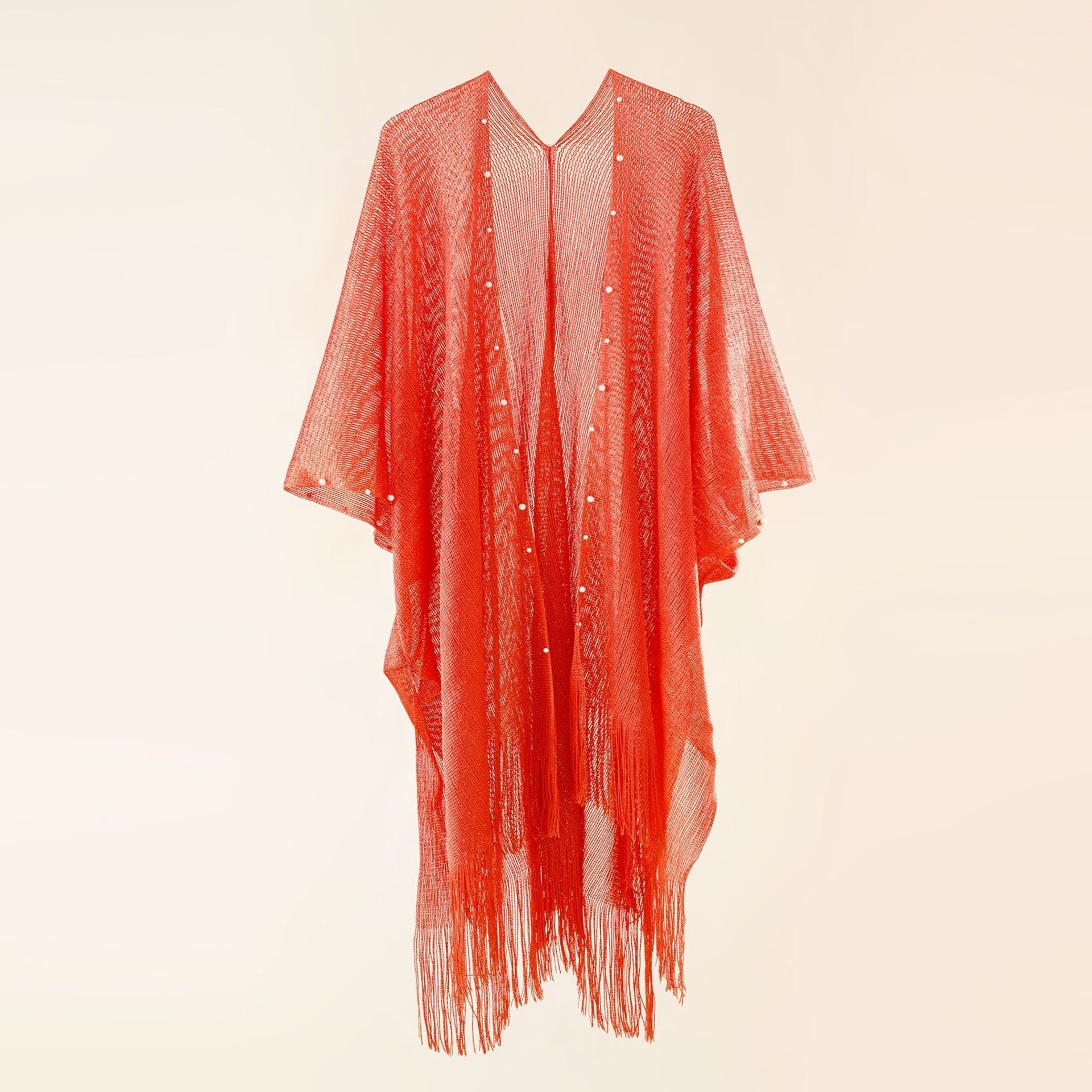 Street Spring Summer Sun Protection Solid Color Pearl Tassel Cardigan Shawl Bella Mia