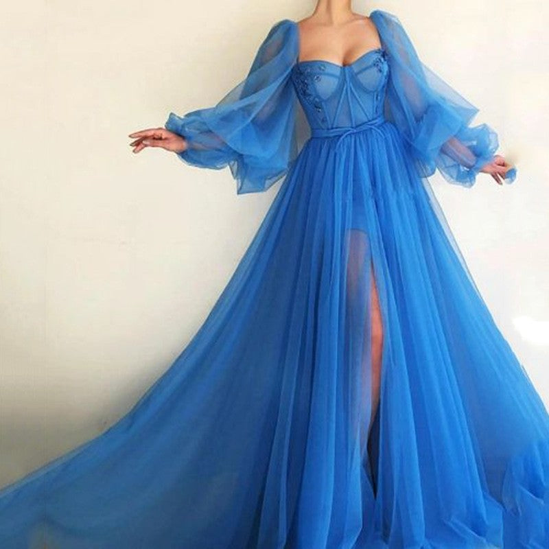 Summer Women Clothing Graceful Fashionable Dress Mesh Split Expansion Dress Wedding Evening Dress Bella Mia