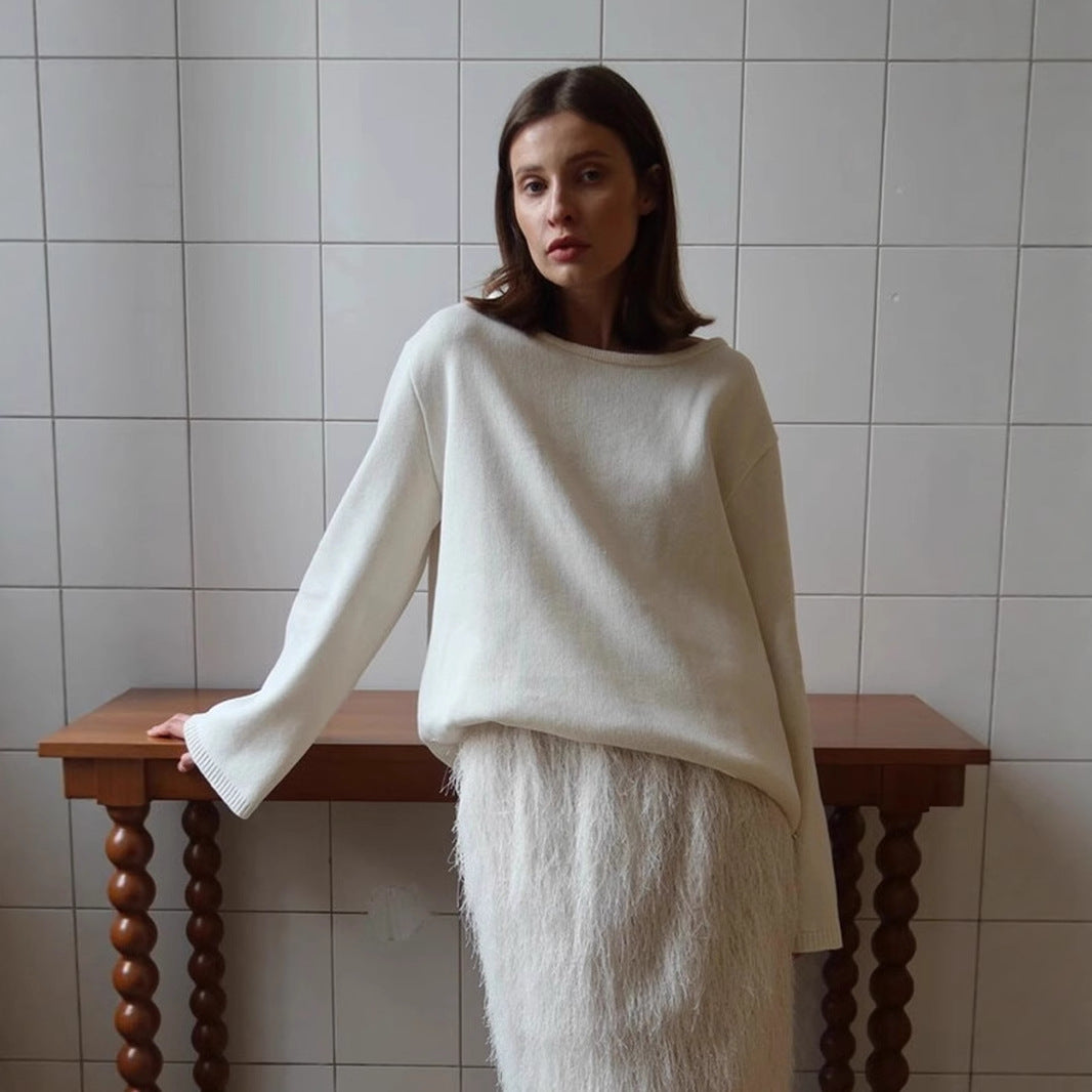 Cotton Pullover Autumn Winter Backless Sweater Loose Knitted Pullover Sweater for Women Bella Mia