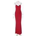 Women Clothing Spring Solid Color Sheath Sexy Cutout Backless Halter Maxi Dress for Women Bella Mia
