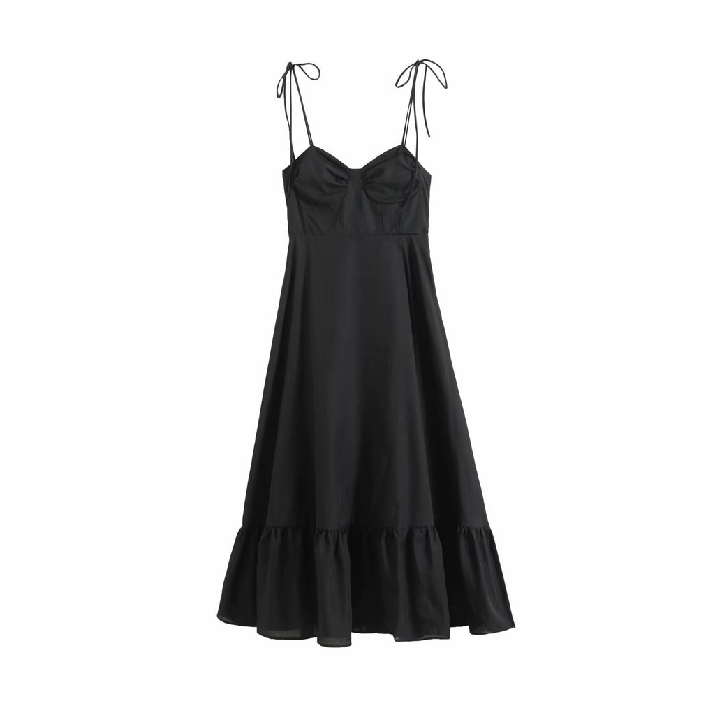 Summer Women Clothing Laminated Decoration Poplin Sleeveless Sling Dress Slimming Bella Mia