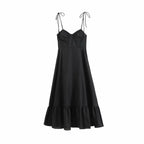 Summer Women Clothing Laminated Decoration Poplin Sleeveless Sling Dress Slimming Bella Mia