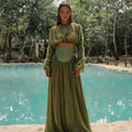 Women Clothing Spring Elegant Pleated Short Top High Waist Drooping Skirt Two Piece Sets Women Bella Mia