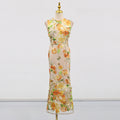 Heavy Industry High Sense Dress Color Embroidery Three Dimensional Floral Slim Fit Figure Flattering Maxi Dress Bella Mia