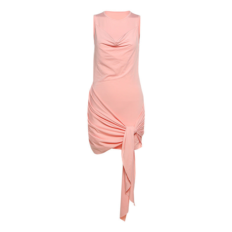 Spring Women Sexy Personalized round Neck Sleeveless Elegant Slim Hip Bag Dress Bella Mia