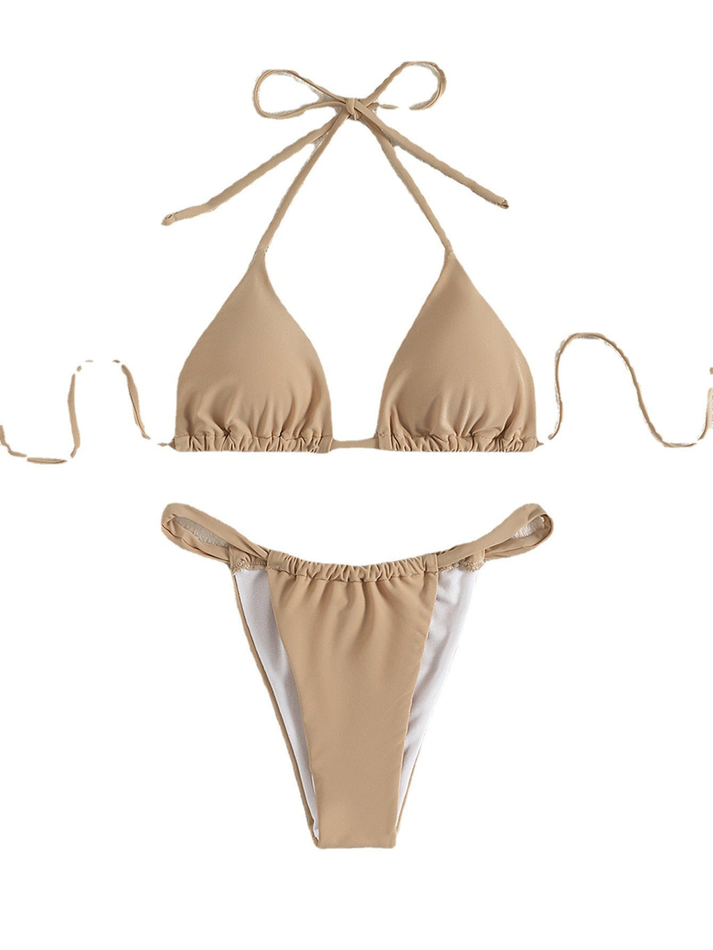 Sexy Solid Color Split Triangle High Waist Bikini Women Halter Triangle Cup Swimsuit Bella Mia
