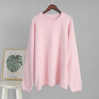 Crew Neck Pullover Sweater Autumn Winter Simple Solid Color Sweater Loose Casual Sweater Bella Mia