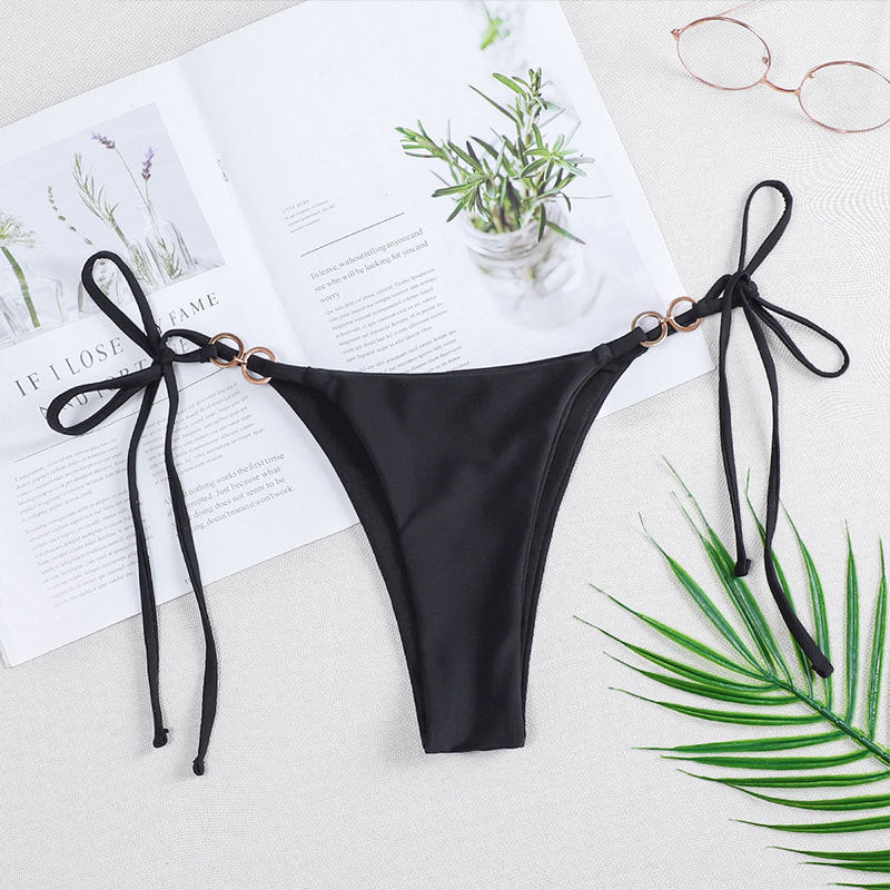 Solid Color Lace up Three Point Sexy Split Bikini Brazilian Beach Triangle Swimming Trunks Swimsuit Bella Mia
