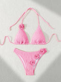 Bandage Sexy Split Swimsuit 3D Three Dimensional Floral Bikini Women Surfing Beach Wear Bella Mia